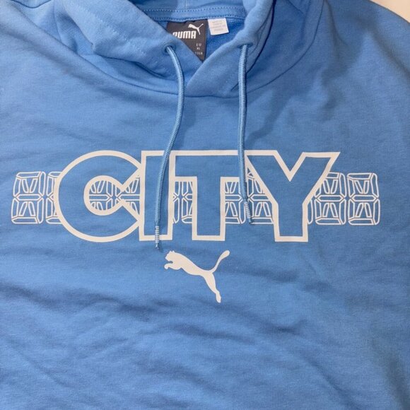 Adult Puma Sky Blue Manchester City FTBLCore Pullover Hoodie EPL Soccer XL - Picture 6 of 10